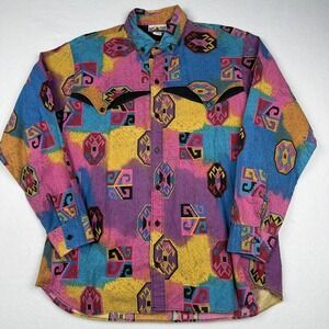 Vintage Dakota Sunset Shirt Mens XL Multicolor Southwestern USA 90s Button up